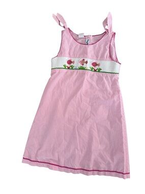 Pink Hand Smocked Floral Embroidered Sundress